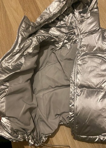 Gri Kapüşonlu Kadın Kış Montu - Görsel 4