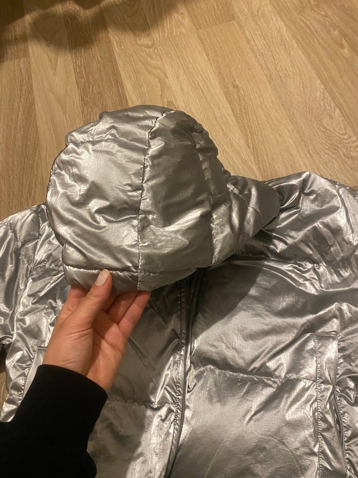 Gri Kapüşonlu Kadın Kış Montu - Görsel 5