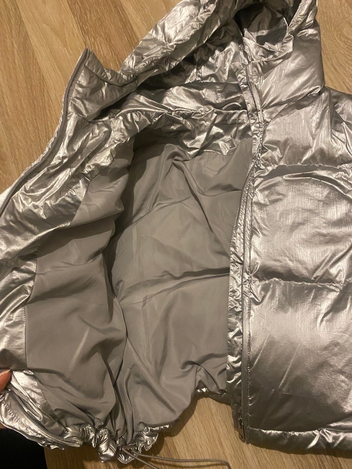 Gri Kapüşonlu Kadın Kış Montu - Görsel 4