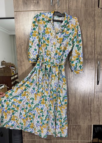 Uzun, bol kesim, kısa kollu bohem elbise - Görsel 2