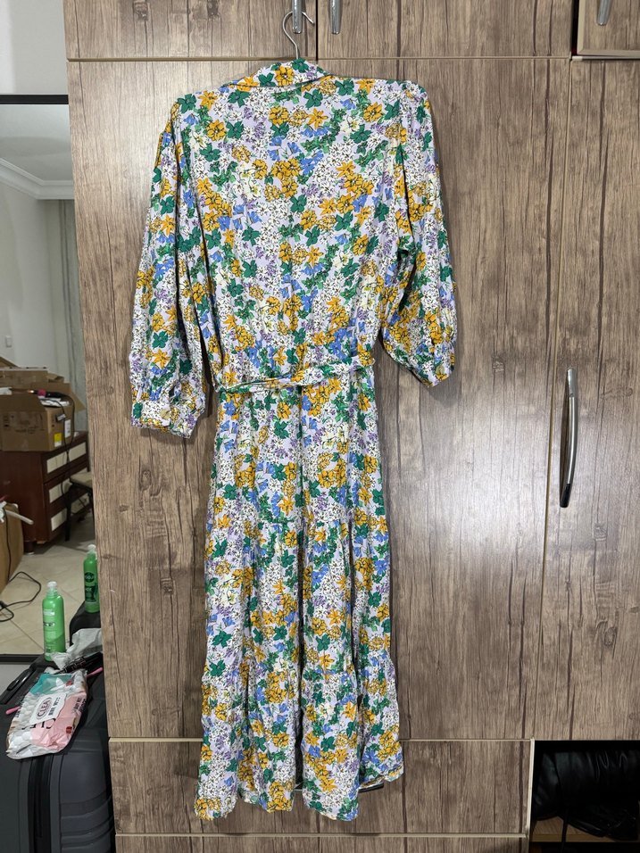 Uzun, bol kesim, kısa kollu bohem elbise - Görsel 3