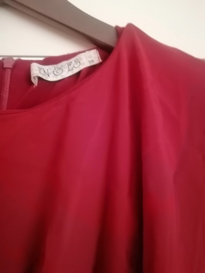 Bordo Uzun Kollu Kadın Elbise - Görsel 3