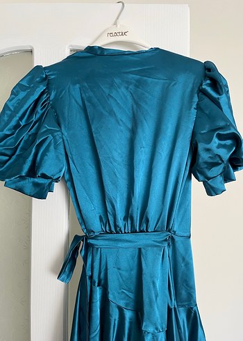 Parlak Turkuaz Uzun Kadın Elbise - Görsel 4