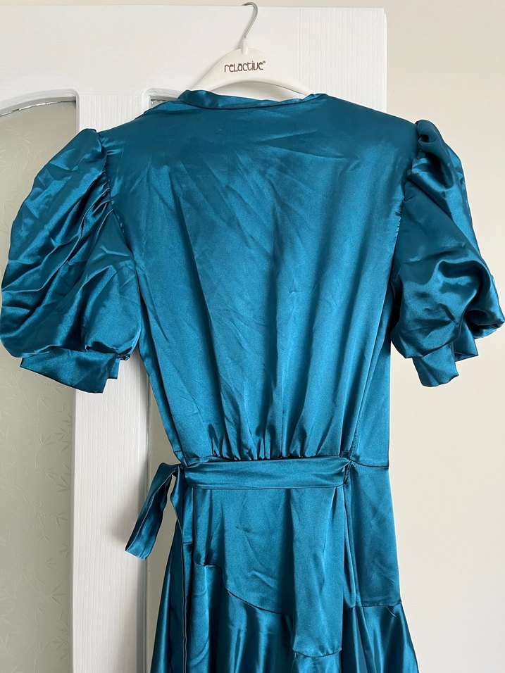 Parlak Turkuaz Uzun Kadın Elbise - Görsel 4