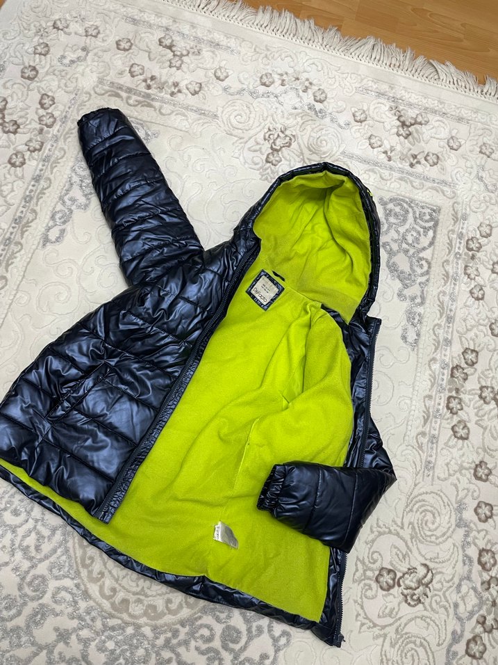 Kapüşonlu Lacivert Fermuarlı Erkek Çocuk Mont - Görsel 3