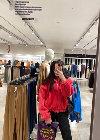 Pembe kürklü mont temiz