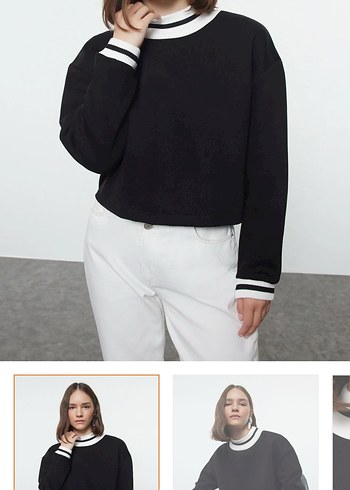 Siyah Rahat Kesim Kadın Sweatshirt
