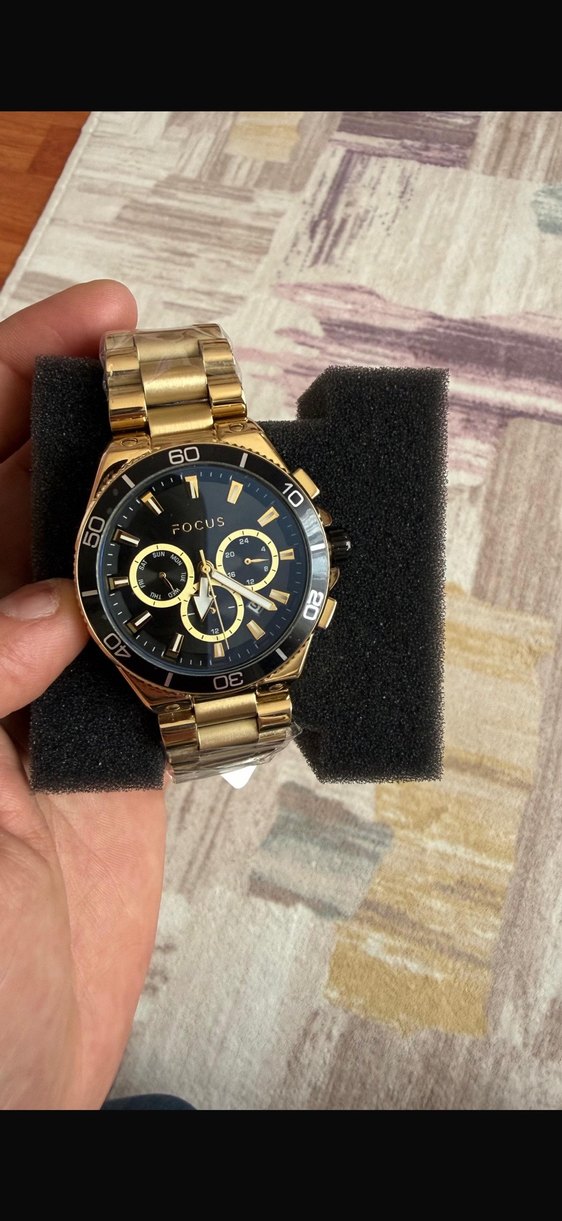 Altın Renkli Focus Erkek Kol Saati - Görsel 2