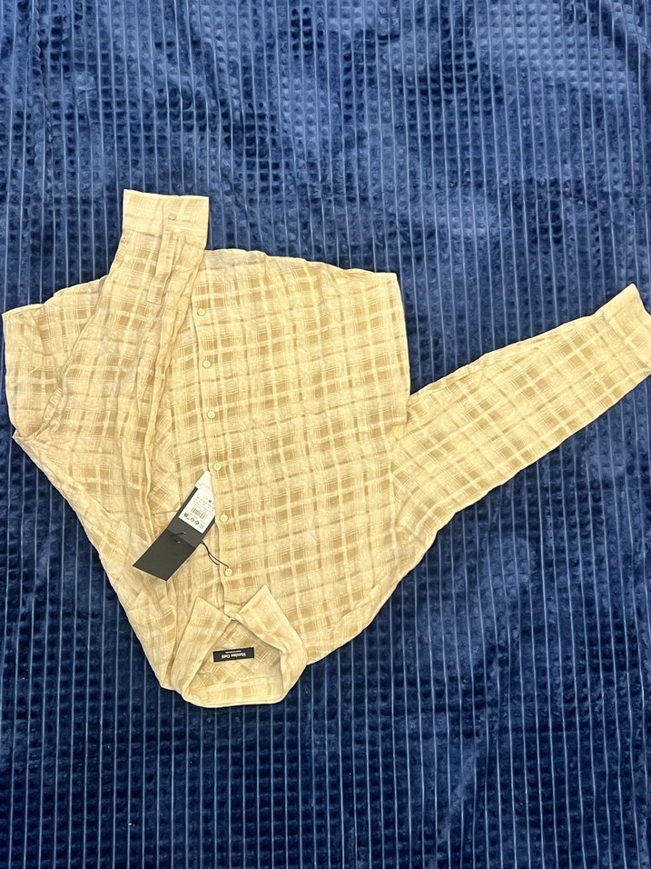 Massimo Dutti Kadın Sarı Keten Mini Gömlek - Görsel 4