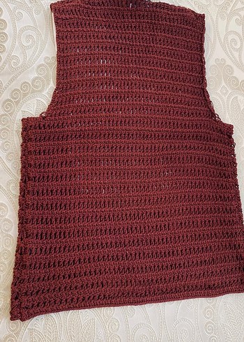 Massimo Dutti Bordo V Yaka Örgü Kadın Süveter - Görsel 6