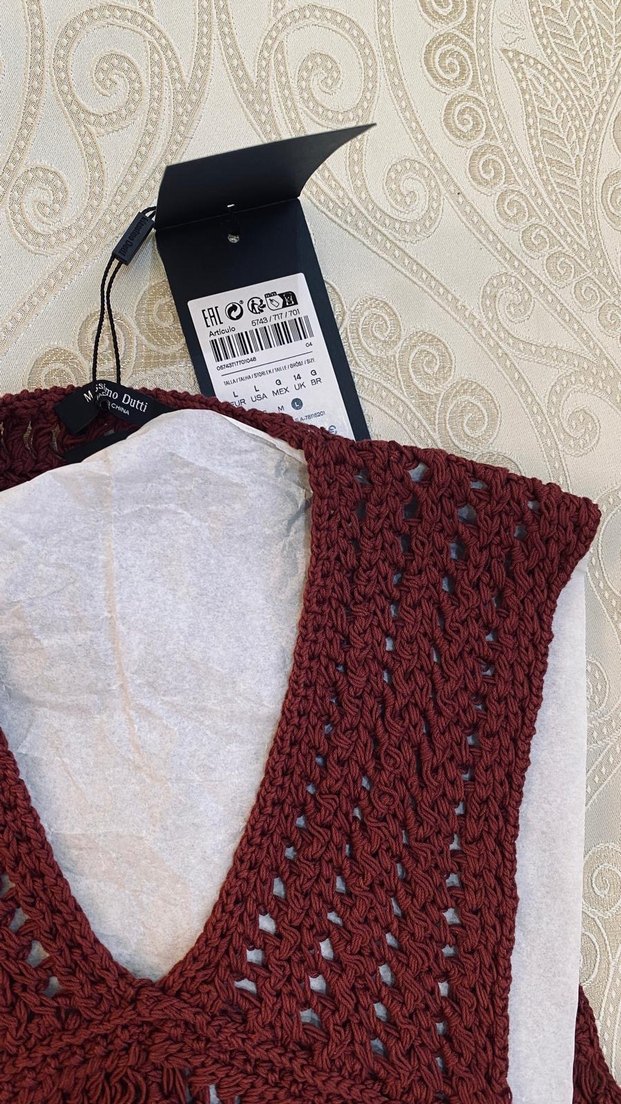 Massimo Dutti Bordo V Yaka Örgü Kadın Süveter - Görsel 4