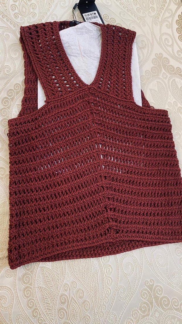 Massimo Dutti Bordo V Yaka Örgü Kadın Süveter - Görsel 5