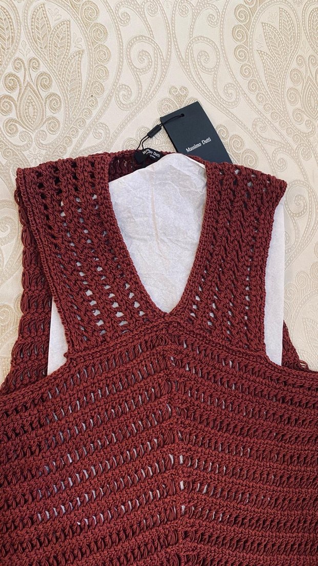 Massimo Dutti Bordo V Yaka Örgü Kadın Süveter - Görsel 3