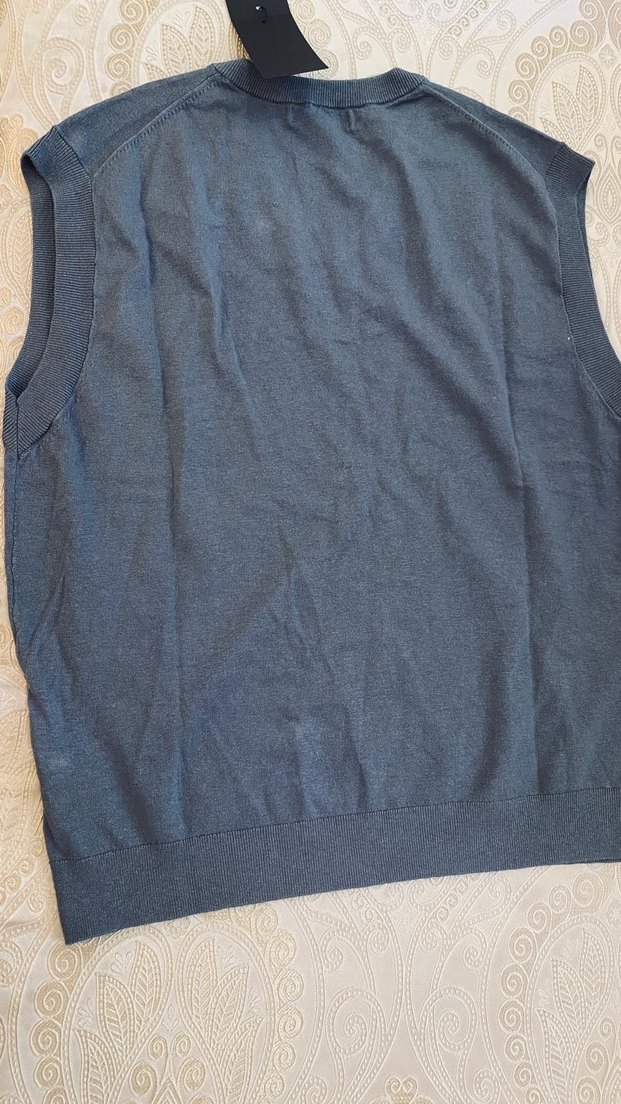 Massimo Dutti Gri V Yaka Erkek Süveter M beden - Görsel 5