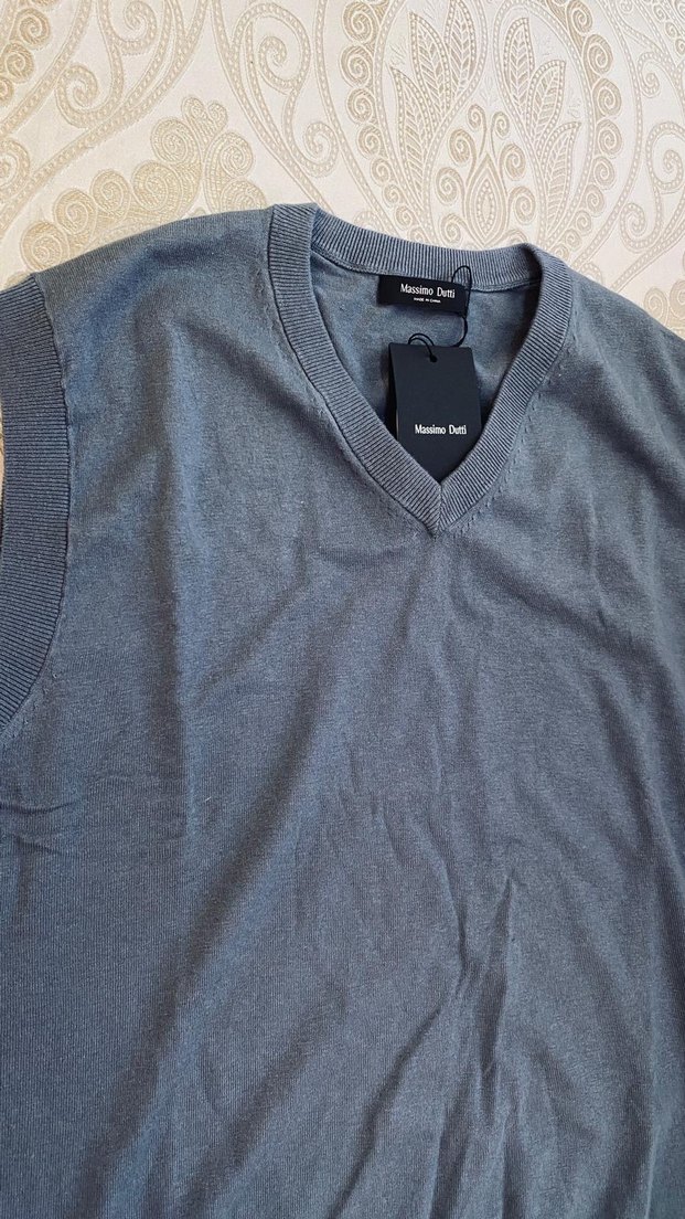 Massimo Dutti Gri V Yaka Erkek Süveter M beden - Görsel 2