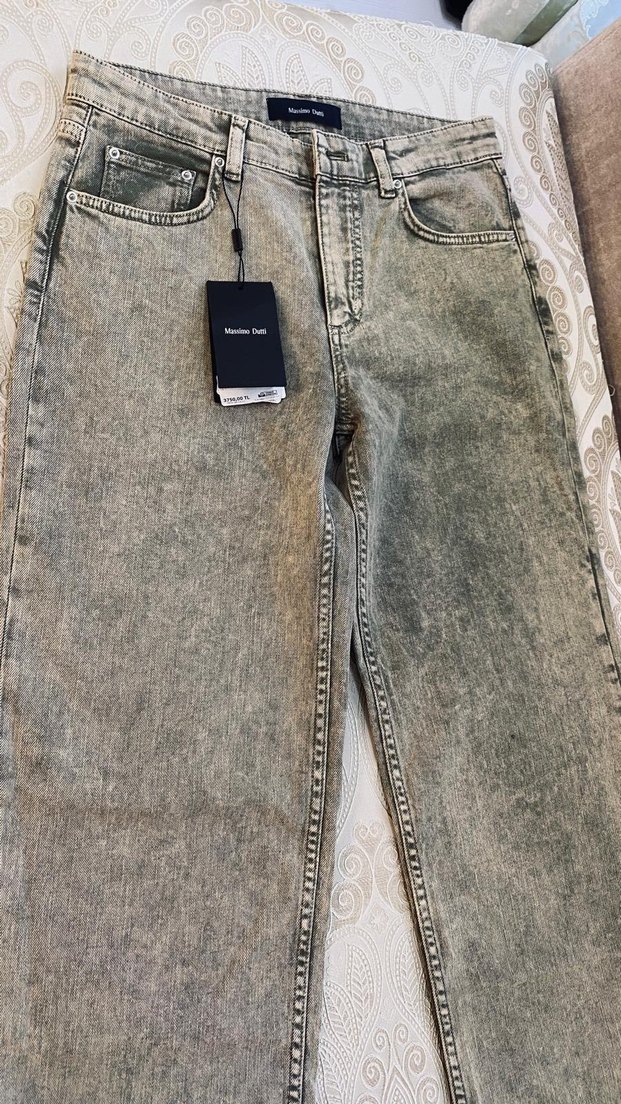 Massimo Dutti 40 beden Gri Bol Kesim Kot Pantolon - Görsel 4