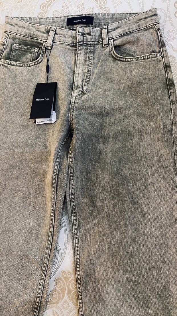 Massimo Dutti 40 beden Gri Bol Kesim Kot Pantolon - Görsel 2