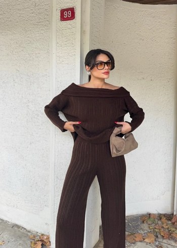 Kadın Kahverengi Triko alt üst takım - Görsel 2