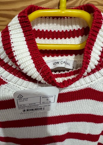 Kırmızı Çizgili Örgü Kadın Kazak - Görsel 4