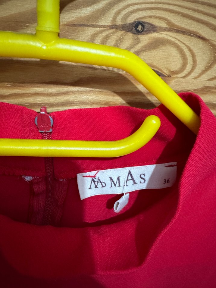 Kırmızı Uzun Kollu Midi Elbise - Görsel 3