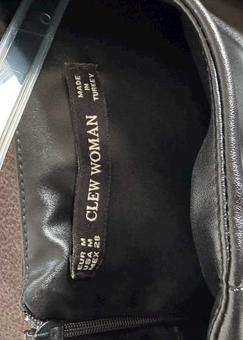 Drapeli Siyah Deri Kısa Elbise - Görsel 3