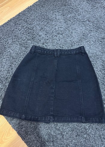 Siyah Düğmeli Kot Mini Etek - Görsel 2