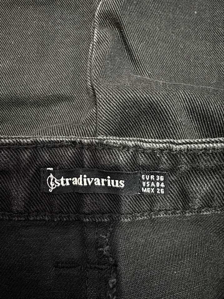 Siyah Düğmeli Kot Mini Etek - Görsel 3