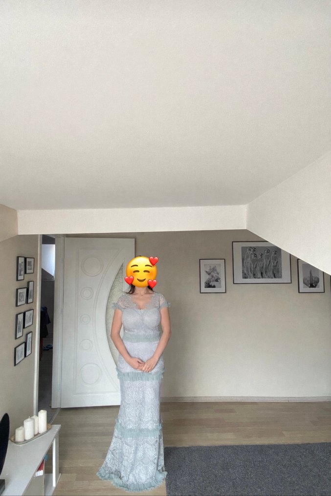 Turkuaz Dantel İşlemeli Uzun Bohem Kadın Elbise - Görsel 3