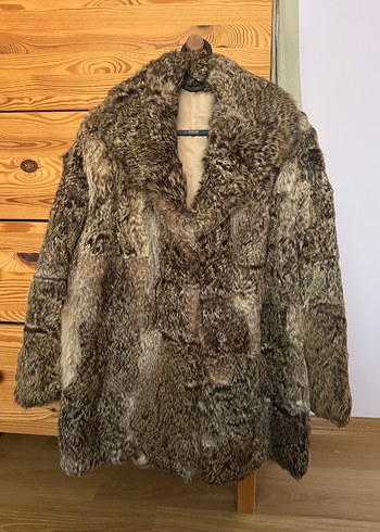 Bej Kadın Kürk Detaylı Midi Kaban - Görsel 2