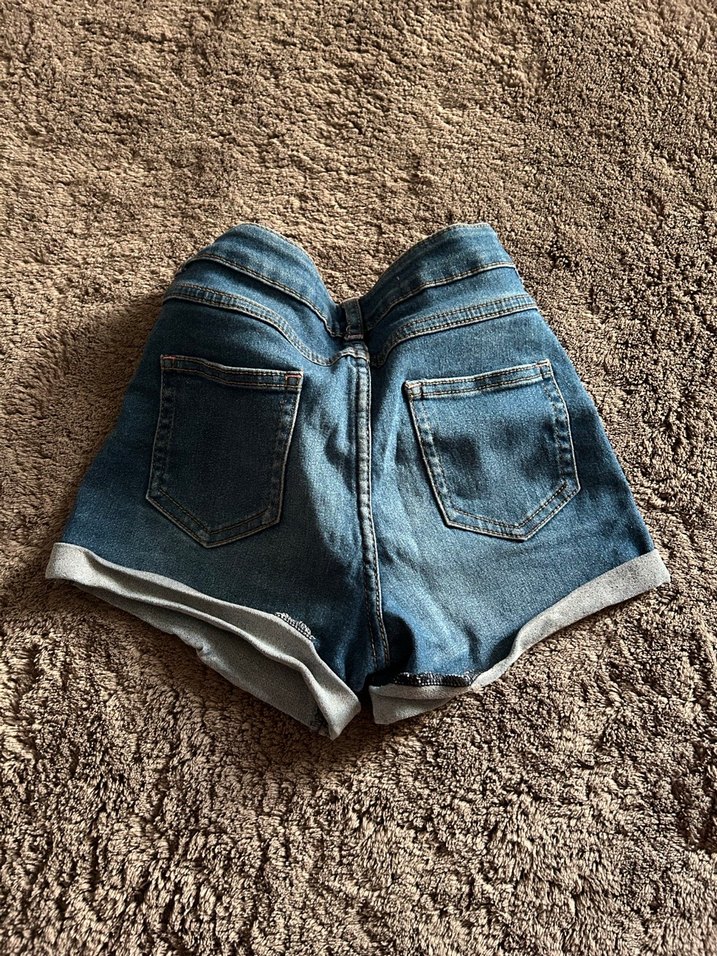 Kız Çocuk Mavi Mini Kot Şort - Görsel 2