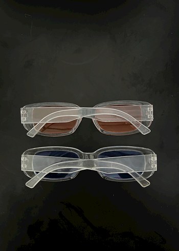Şeffaf çerçeveli mavi ve turuncu camlı güneş gözlüğü - Görsel 2