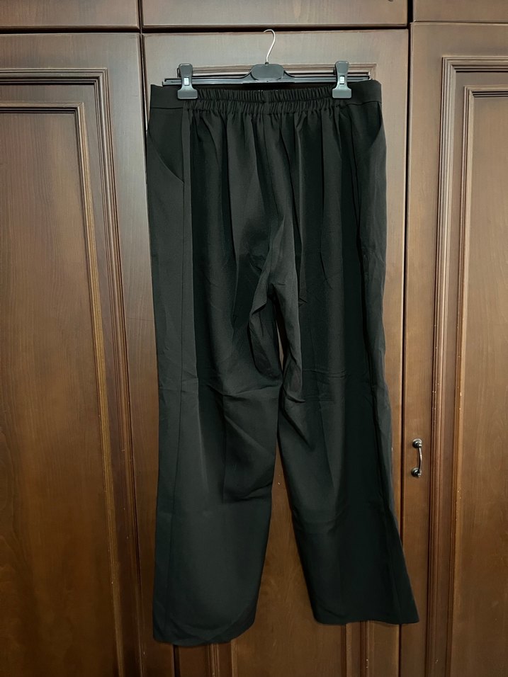 Kadın Siyah beli lastikli Kumaş Pantolon - Görsel 2