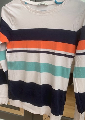 Çizgili Çok Renkli Kız Sweatshirt - Görsel 4