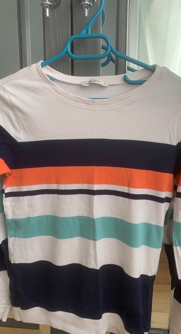 Çizgili Çok Renkli Kız Sweatshirt - Görsel 3