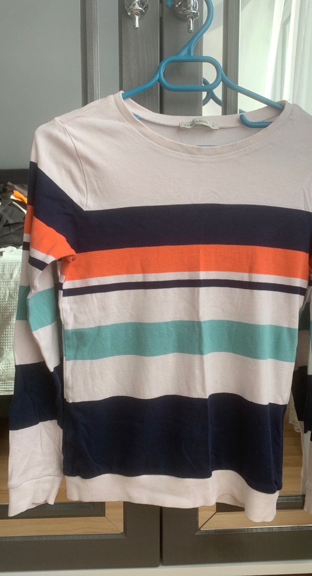 Çizgili Çok Renkli Kız Sweatshirt - Görsel 2