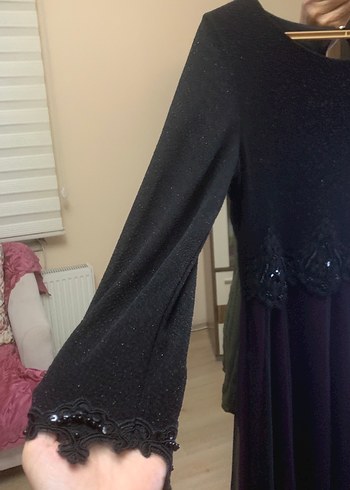 Siyah Uzun Kollu Gotik Kadın Abiye Elbise - Görsel 2