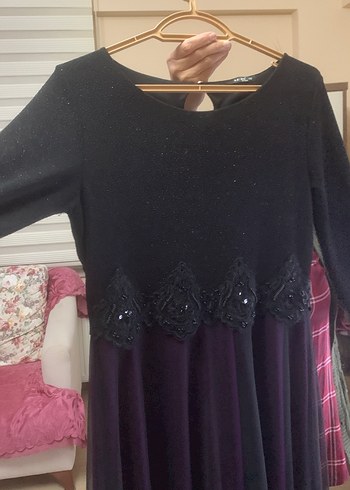 Siyah Uzun Kollu Gotik Kadın Abiye Elbise - Görsel 3