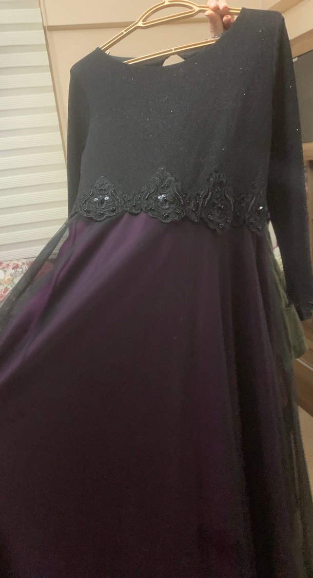 Siyah Uzun Kollu Gotik Kadın Abiye Elbise - Görsel 4