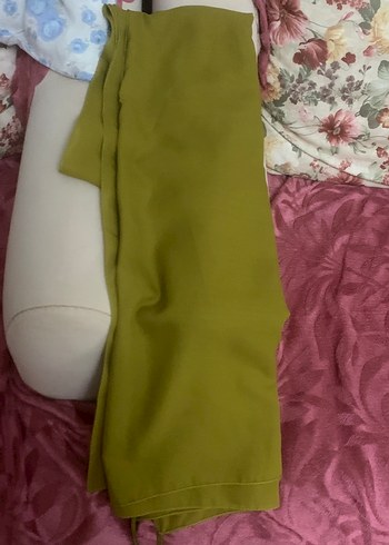 Kadın Parlak Haki Saten Şal Püsküllü - Görsel 2