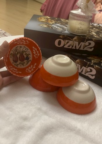 El Yapımı Turuncu Seramik Kase Seti 4 lü - Görsel 3