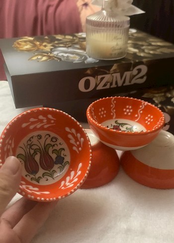 El Yapımı Turuncu Seramik Kase Seti 4 lü - Görsel 2