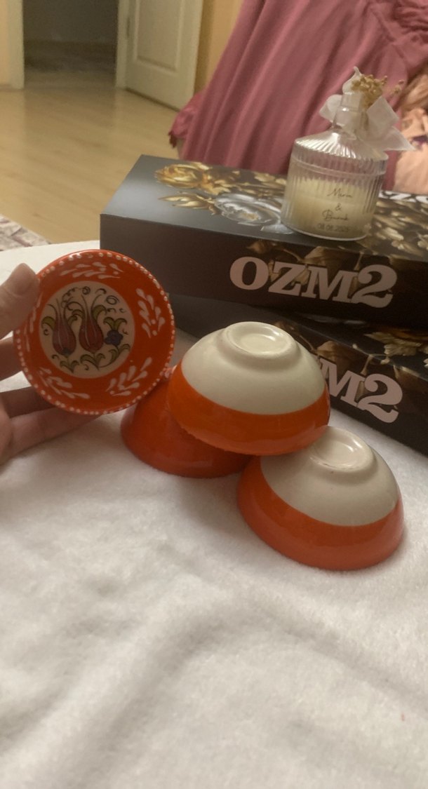 El Yapımı Turuncu Seramik Kase Seti 4 lü - Görsel 3