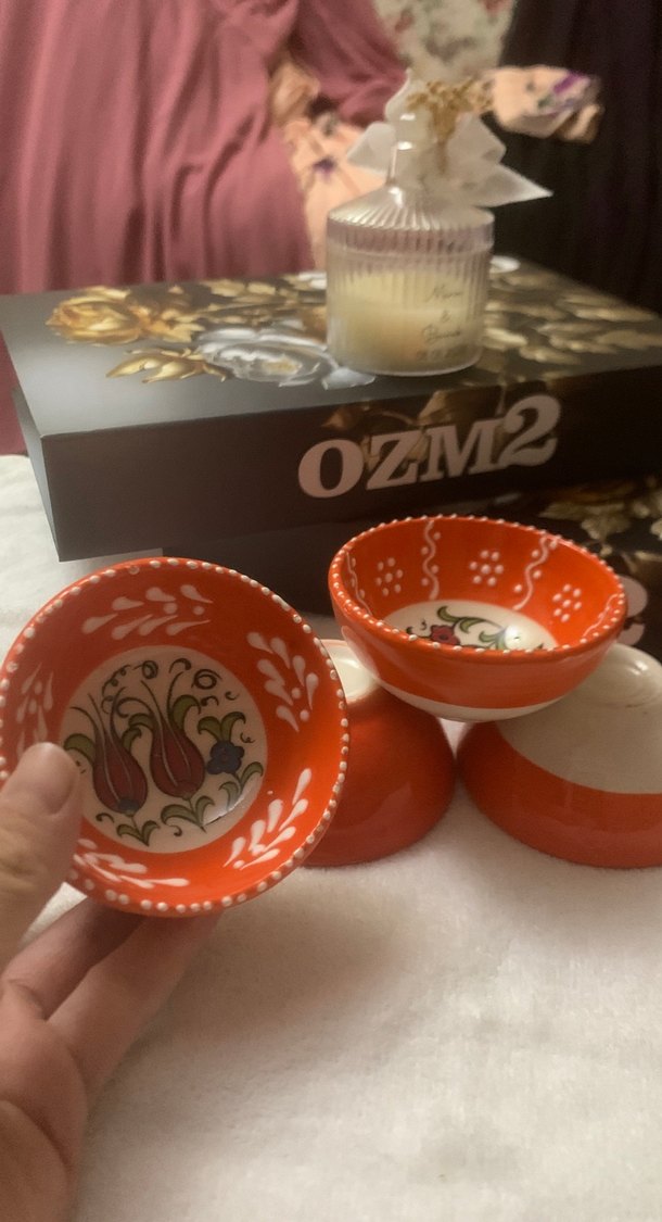El Yapımı Turuncu Seramik Kase Seti 4 lü - Görsel 2