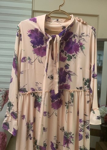 Pembe Bohem Uzun Elbise Fırfırlı - Görsel 2