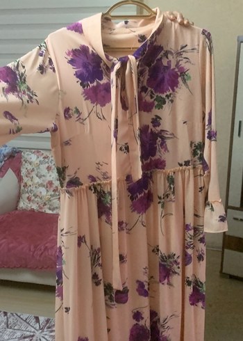 Pembe Bohem Uzun Elbise Fırfırlı - Görsel 4