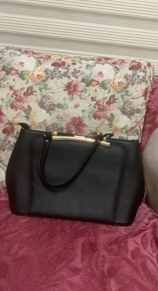 Siyah Deri Tokalı Yılan Desenli Kadın Çanta - Görsel 5