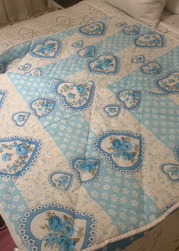 Çift kişilik  renkli yıldız desenli mavi battaniye - Görsel 2