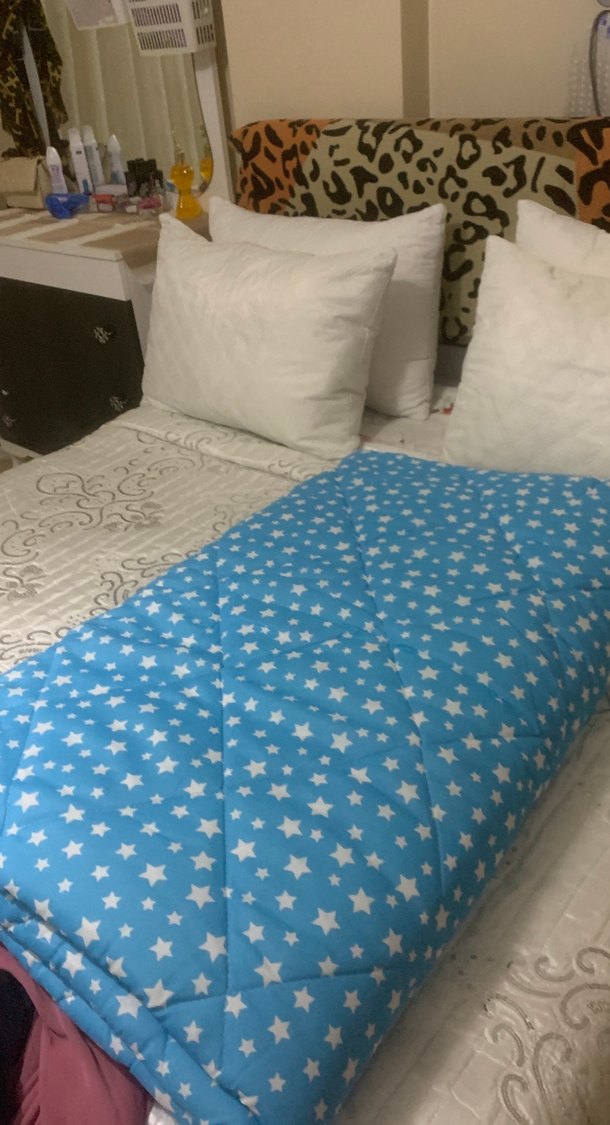 Çift kişilik  renkli yıldız desenli mavi battaniye - Görsel 3