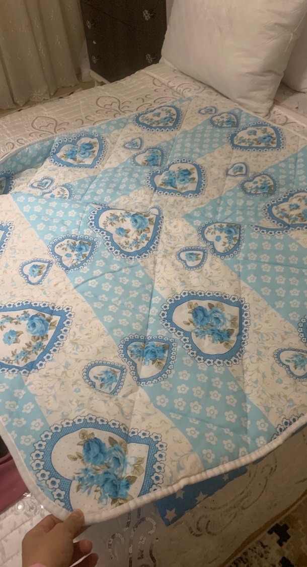 Çift kişilik  renkli yıldız desenli mavi battaniye - Görsel 2