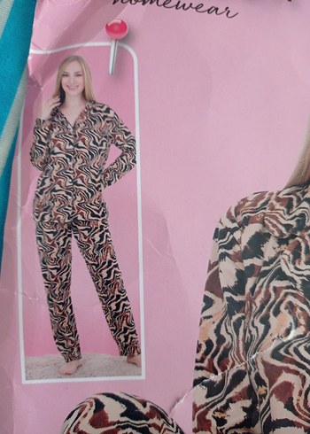 sıfır Kahverengi Zebra Desenli Uzun Kollu Kadın Pijama - Görsel 2